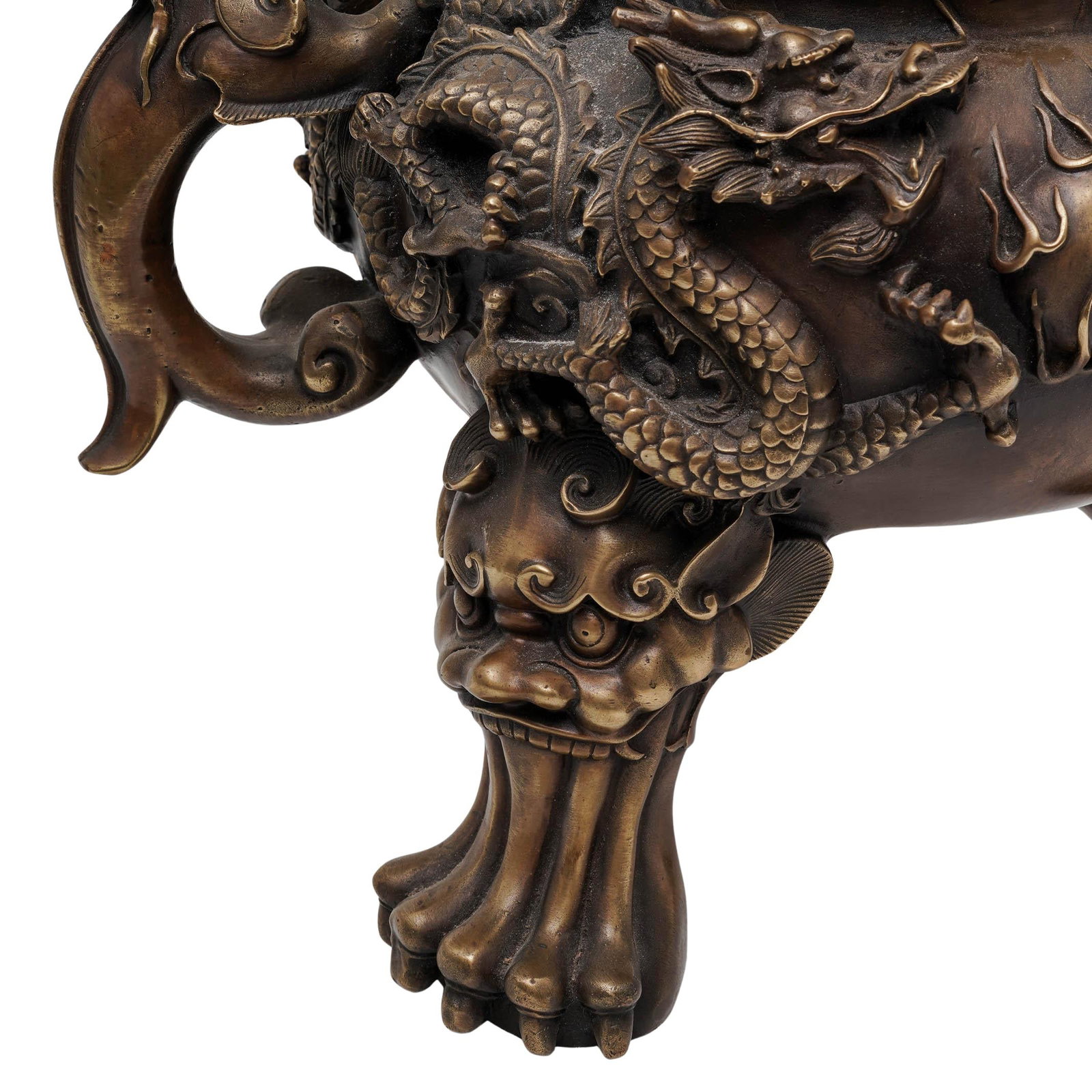 Antique Chinese Foo Dog Bronze Censor - 12