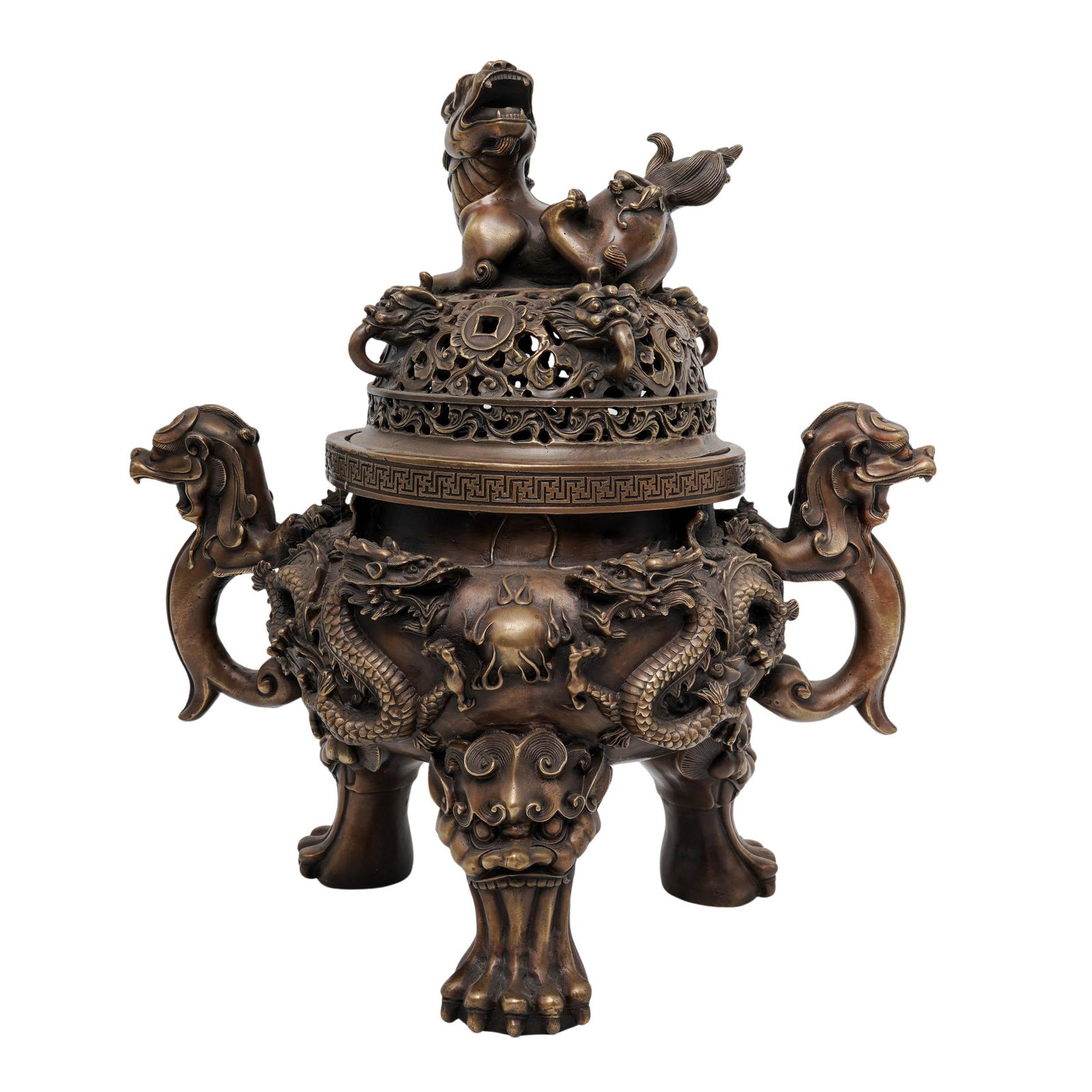 Antique Chinese Foo Dog Bronze Censor (1 of 15)