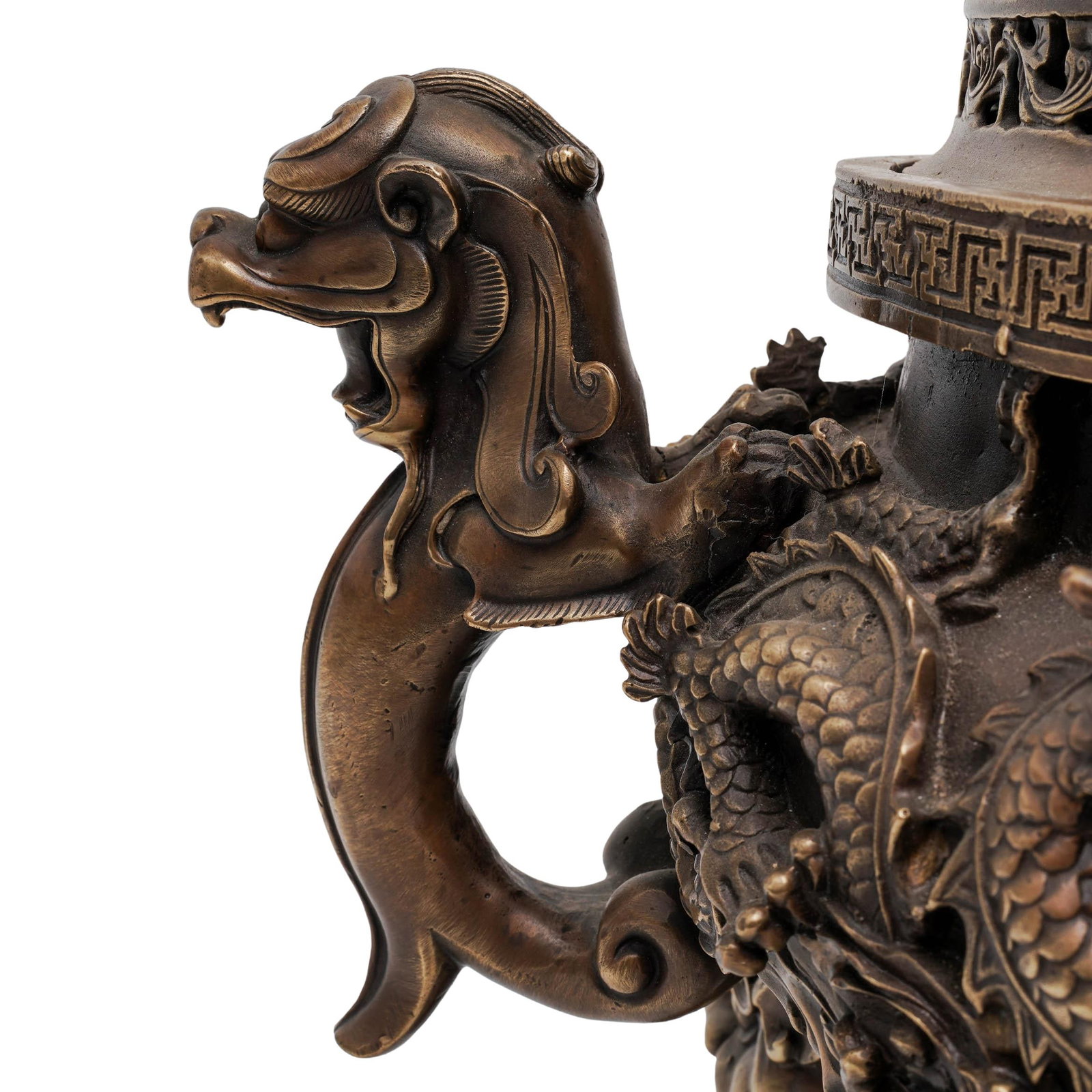 Antique Chinese Foo Dog Bronze Censor - 9