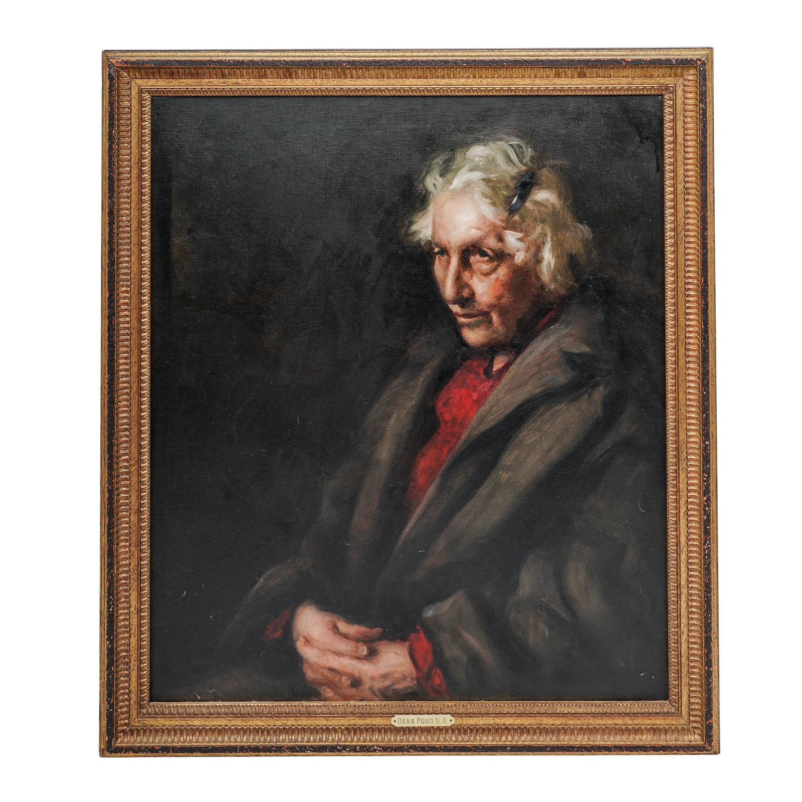 Dana Pond (American, 1881-1962) Oil Painting of Elderly Woman: Dana Pond (American, 1881-1962) Oil Painting of Elderly Woman Early - Mid 20th Cent, USA Artist/Designer/Manufacturer: Unknown Marking(s); notes: Artist’s name displayed on plaque affixed to center 