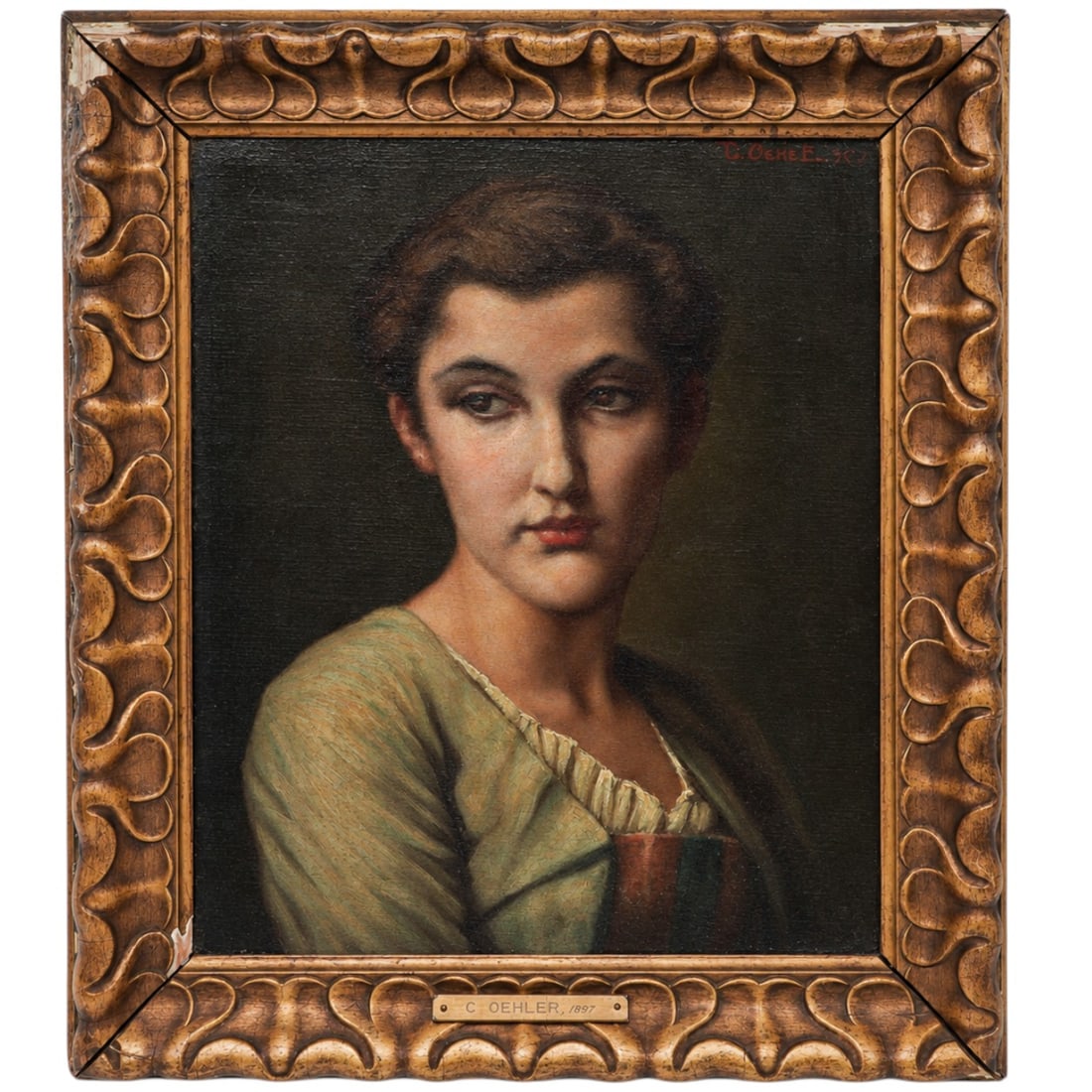 Christoph Oehler (German, 1881-1964) Portrait of Young Woman Oil on Canvas (1 of 6)