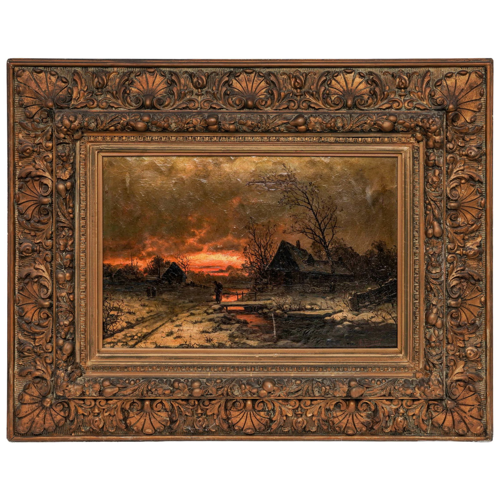 A. Rienert (German, 19th Cent.) Village Landscape Oil on Board: A. Rienert (German, 19th Cent.) Village Landscape Oil on Board German, 19th century Artist/Designer/Manufactuer: A. Reinert (German, 19th century) Markings: Signed "A Reinert" Materials: Oil on board,