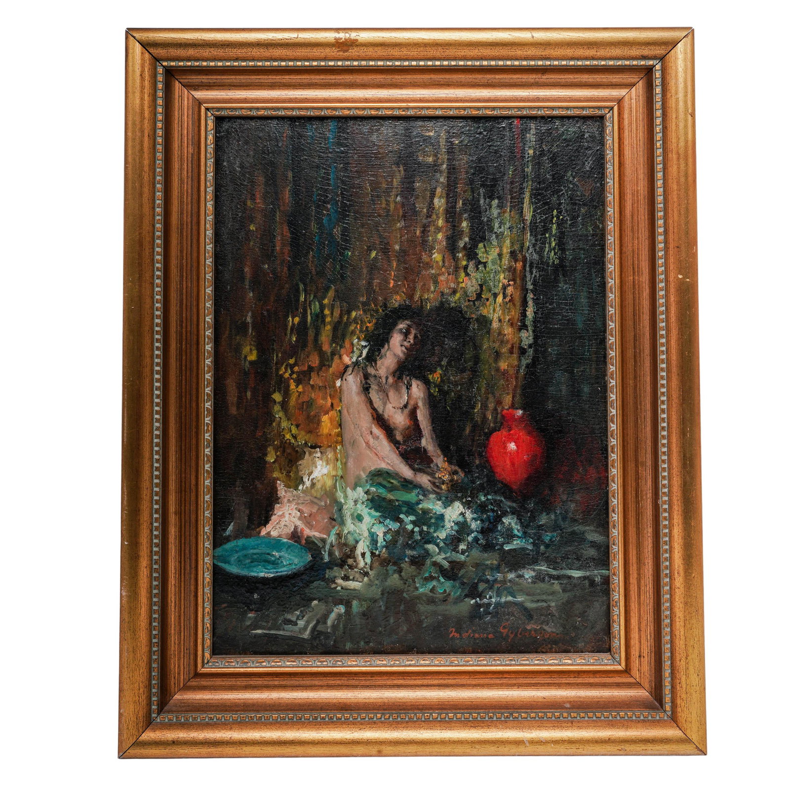 Indiana Gyberson (American,1875–1944) Oil on Board Painting: Artist/Designer/Manufacturer: Indiana Gyberson(American,1875–1944) Marking(s); notes: Signed "Indiana Gyberson" (lower right on board) Materials: Oil/ Board Cataloger Note: An expressionistic