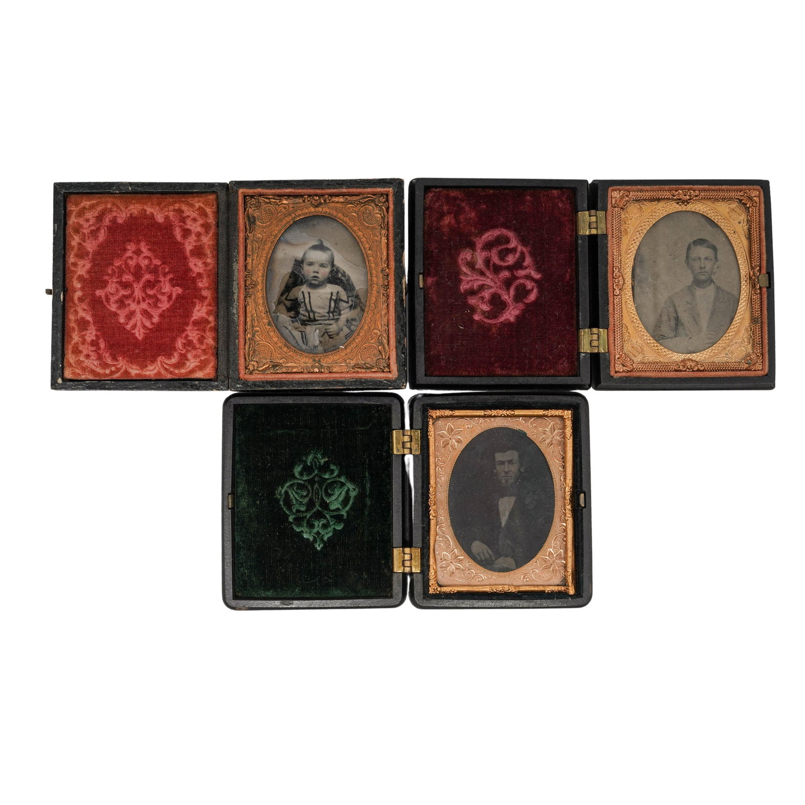 (3 pc) 19th Cent. Portrait Tintypes (1 of 2)