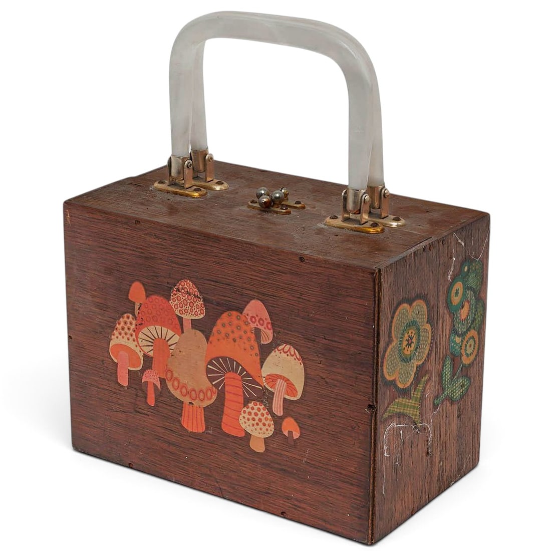 Vintage Wood Painted Mushroom Purse (1 of 11)