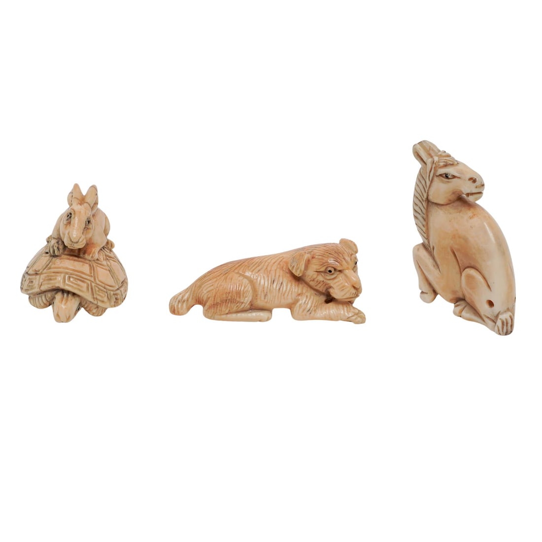 (3 pc) Japanese Bone Carved Animal Netsuke (1 of 5)