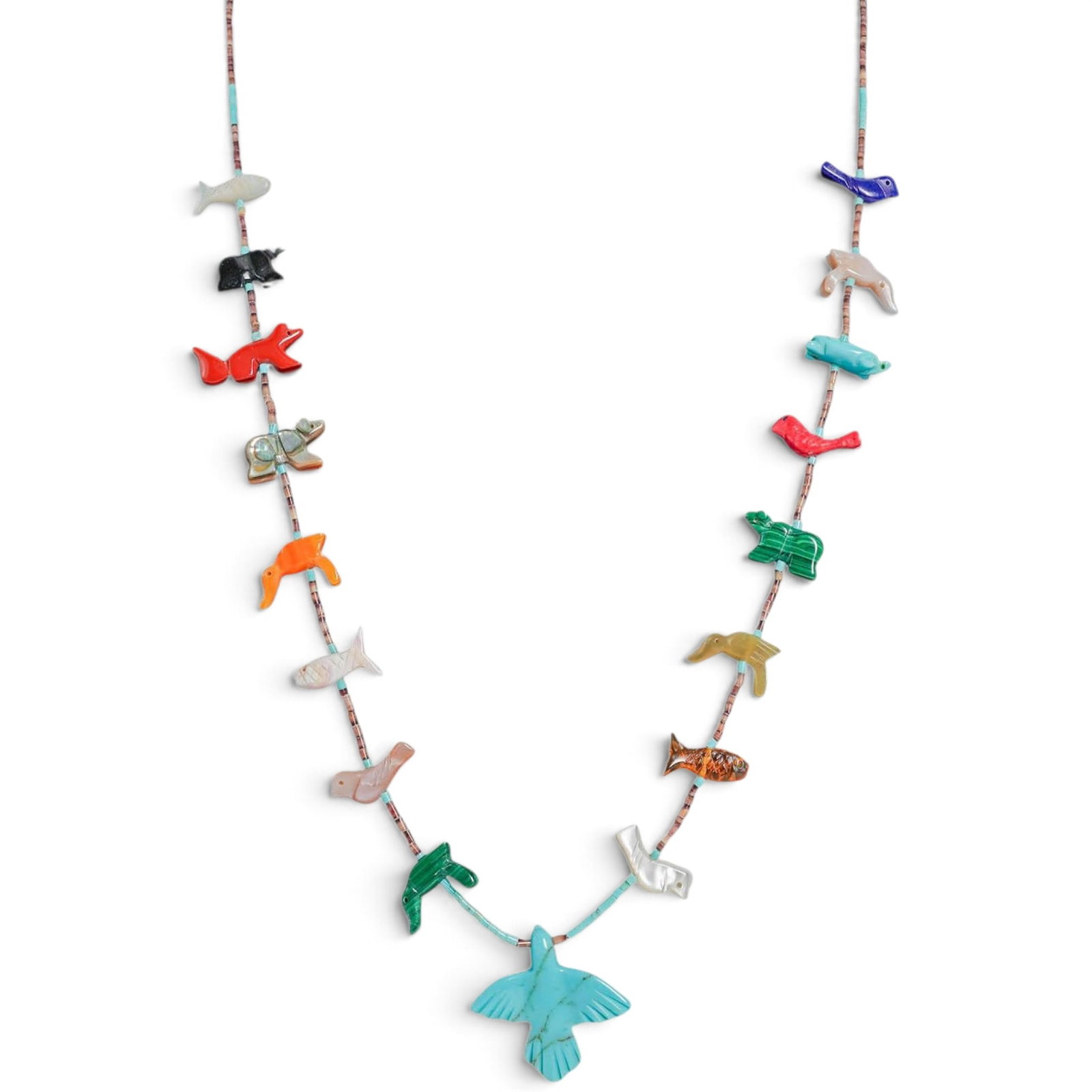 Native American Carved Stone Animal Fetish Necklace (1 of 4)