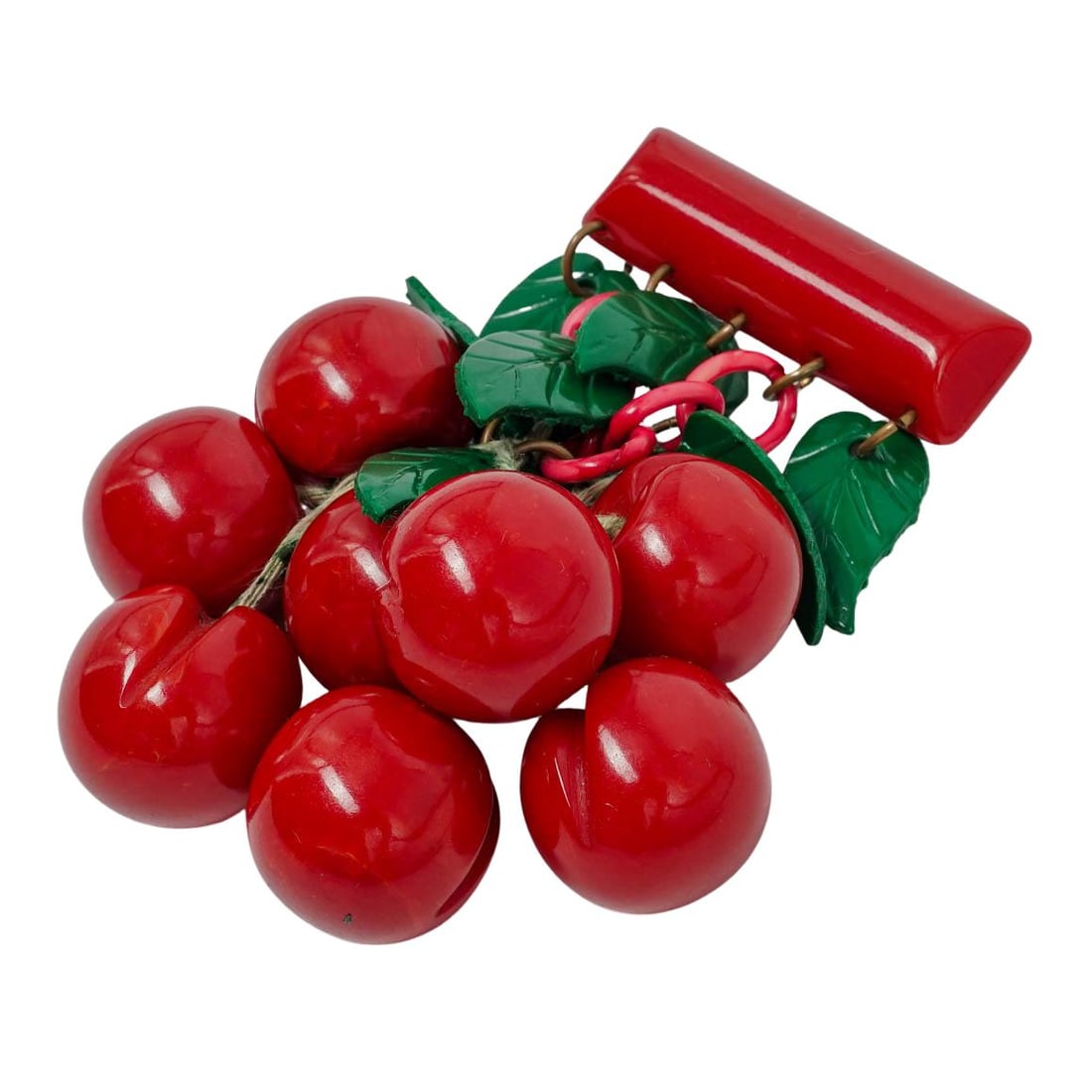1940s Bakelite Cherry Brooch - 2
