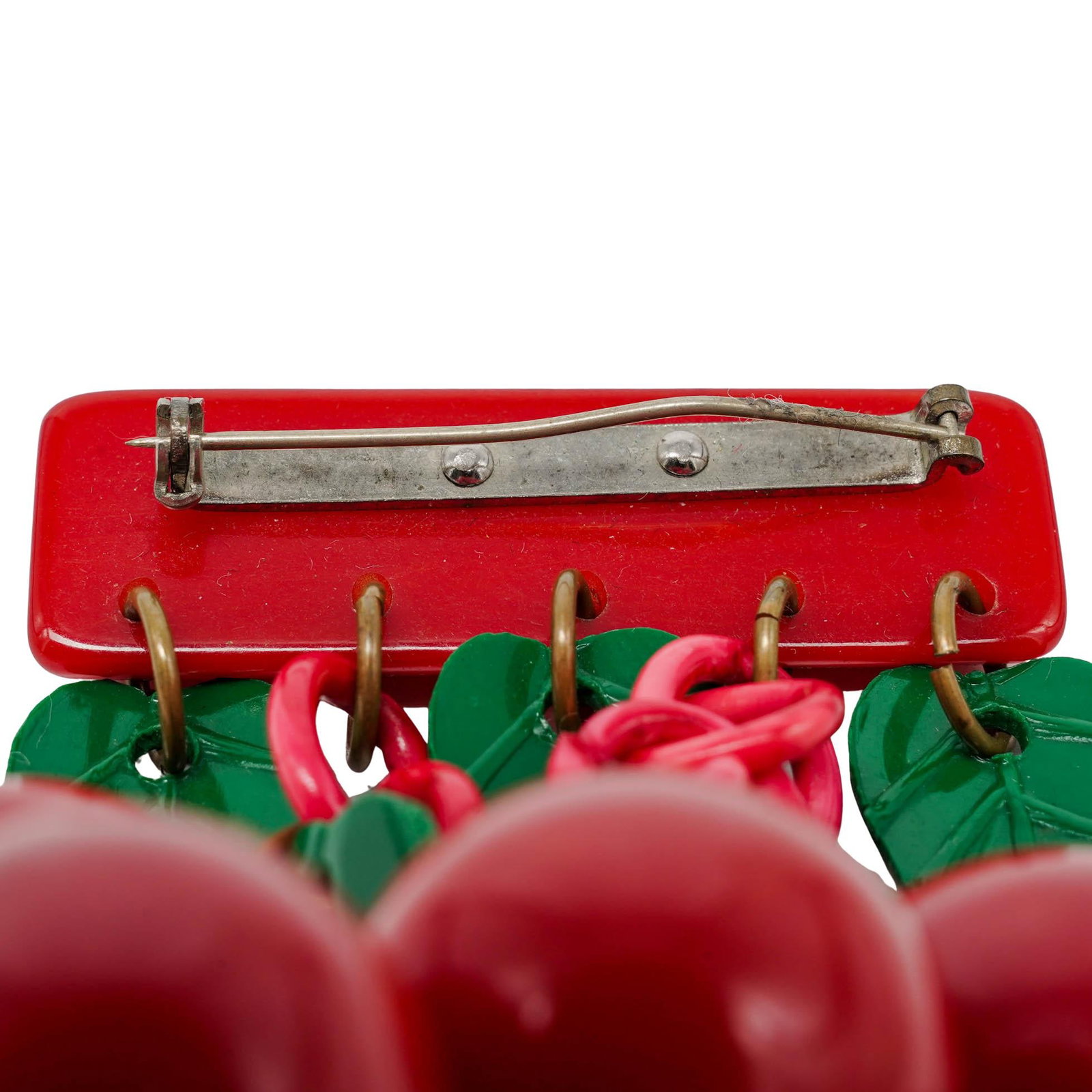 1940s Bakelite Cherry Brooch - 4
