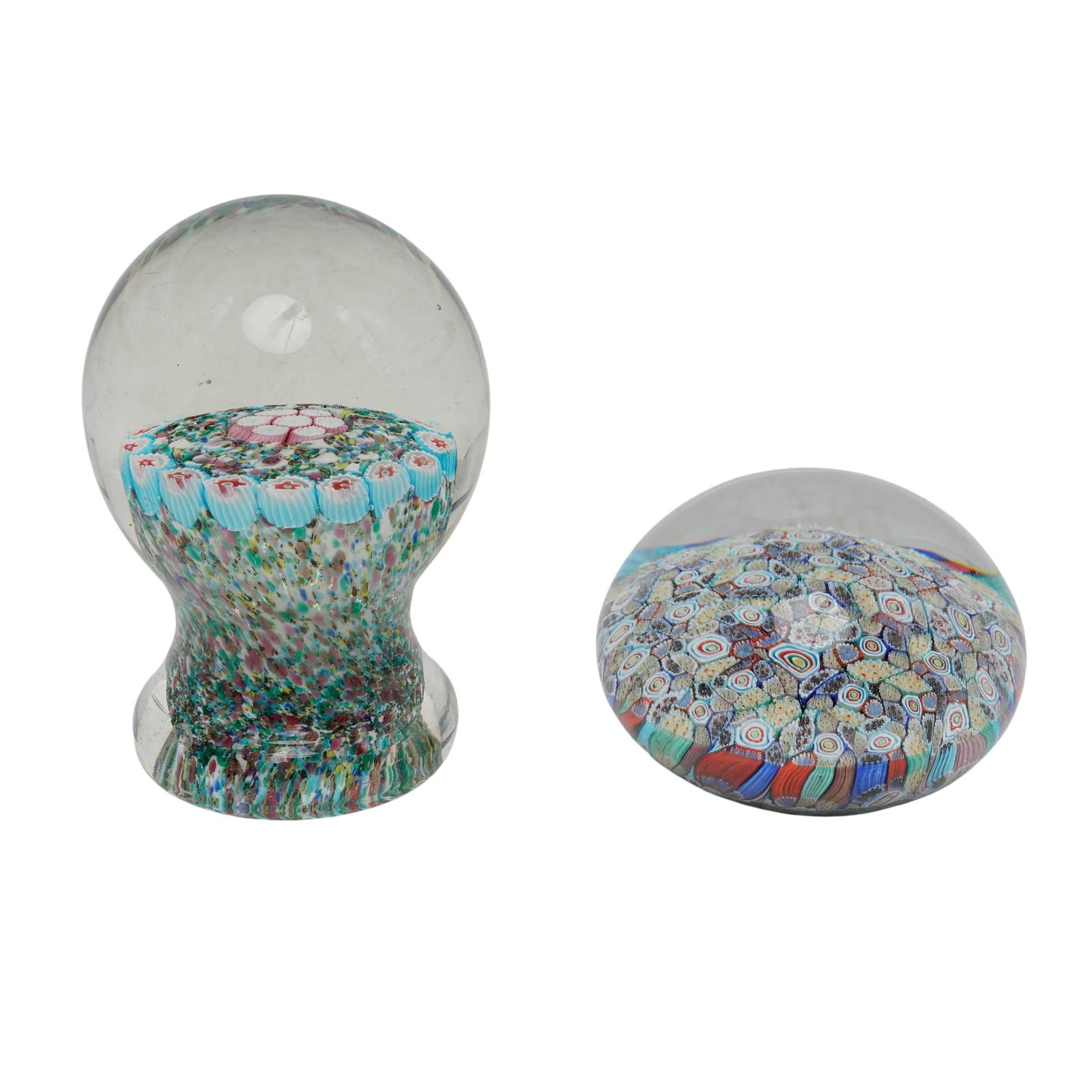 (2 pc) Murano Glass Millefiori Paperweights (1 of 8)