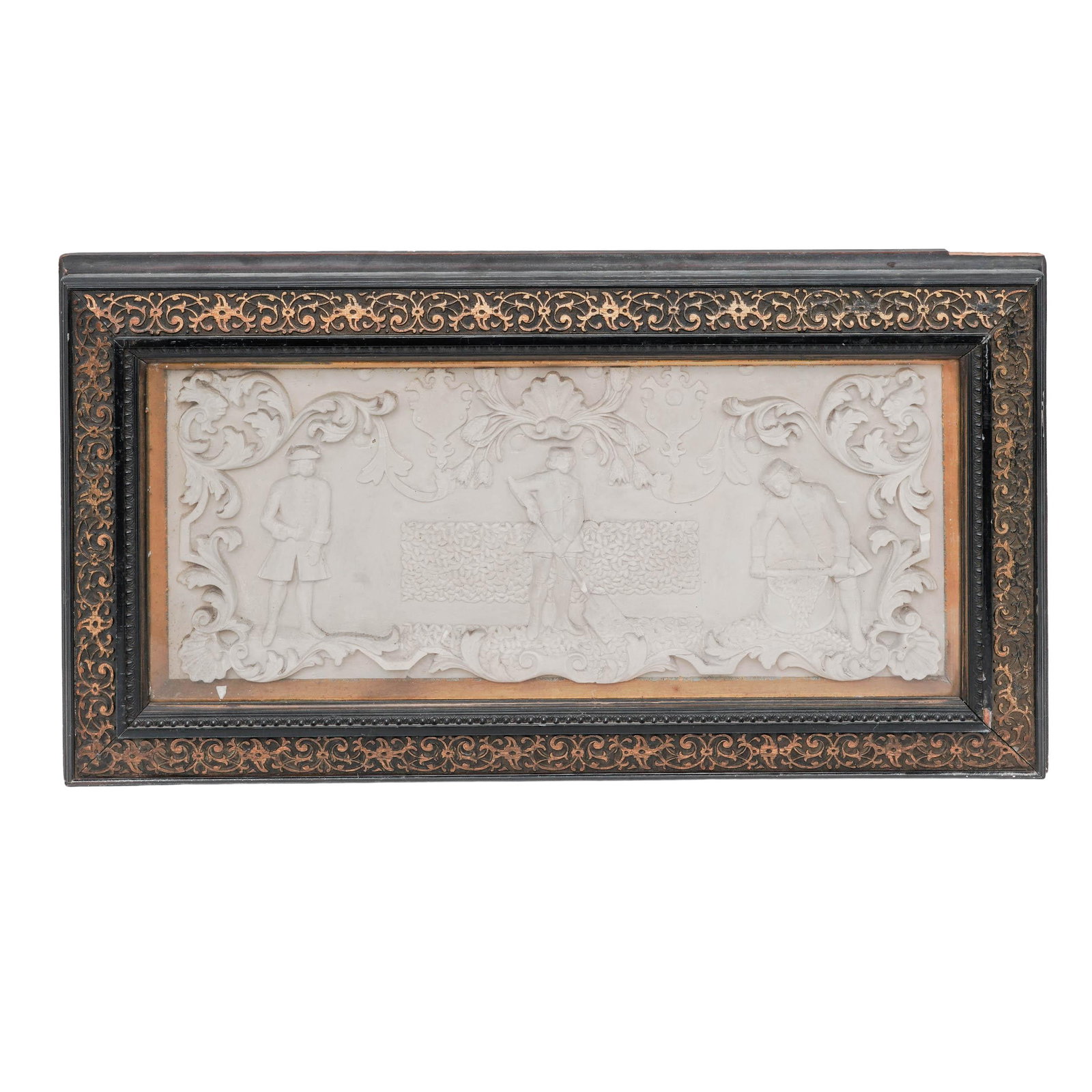Framed Classical Relief Composition Plaque: Framed Classical Relief Composition Plaque Late 19th - Early 20th Cent, European Artist/Designer/Manufacturer: Unknown Marking(s); notes: Western European; antique Materials: composition, wood, gilt d