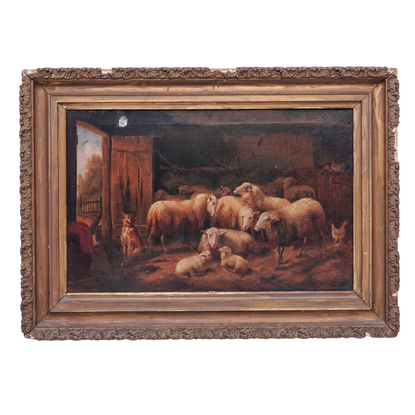 After Theo Van Sluys "On Guard" Oil on Canvas (1 of 2)