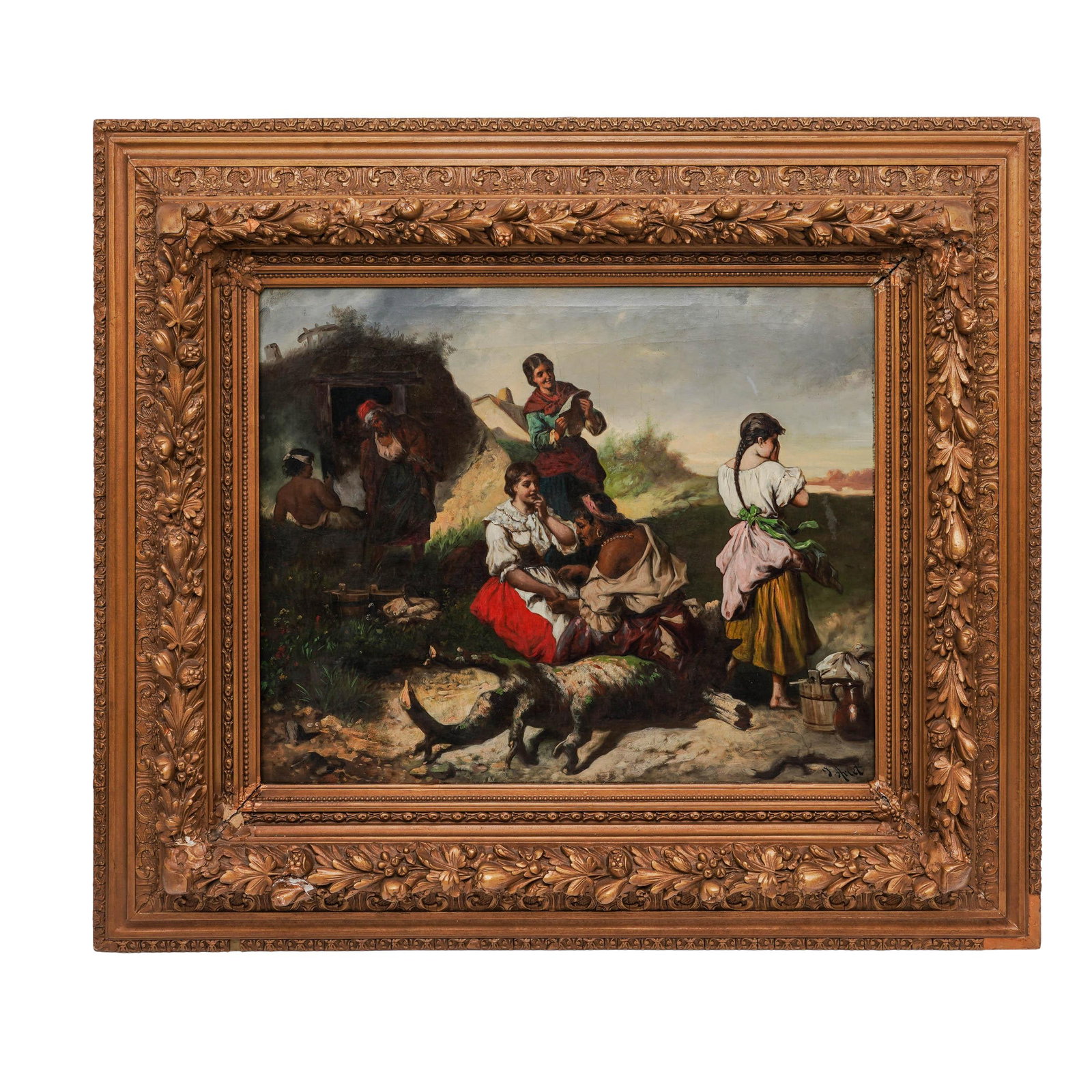 Jacob Arlet (19th Cent.) Oil Painting Painting: Jacob Arlet (19th Cent.) Oil Painting Painting 19th century Artist/Designer/Manufacturer: Jacob Arlet (European, 19th century) Materials: Oil on Board, period gilt wood frame Markings: Signed "J Arlet