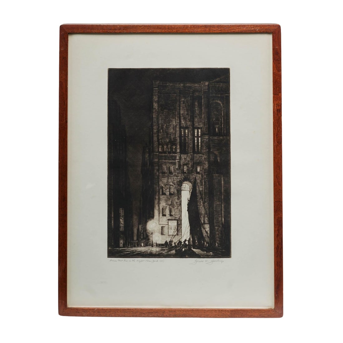 Gerald Kenneth Geerlings (American, 1897–1998) Etching "Scenes That Pass in the Night" (1 of 5)