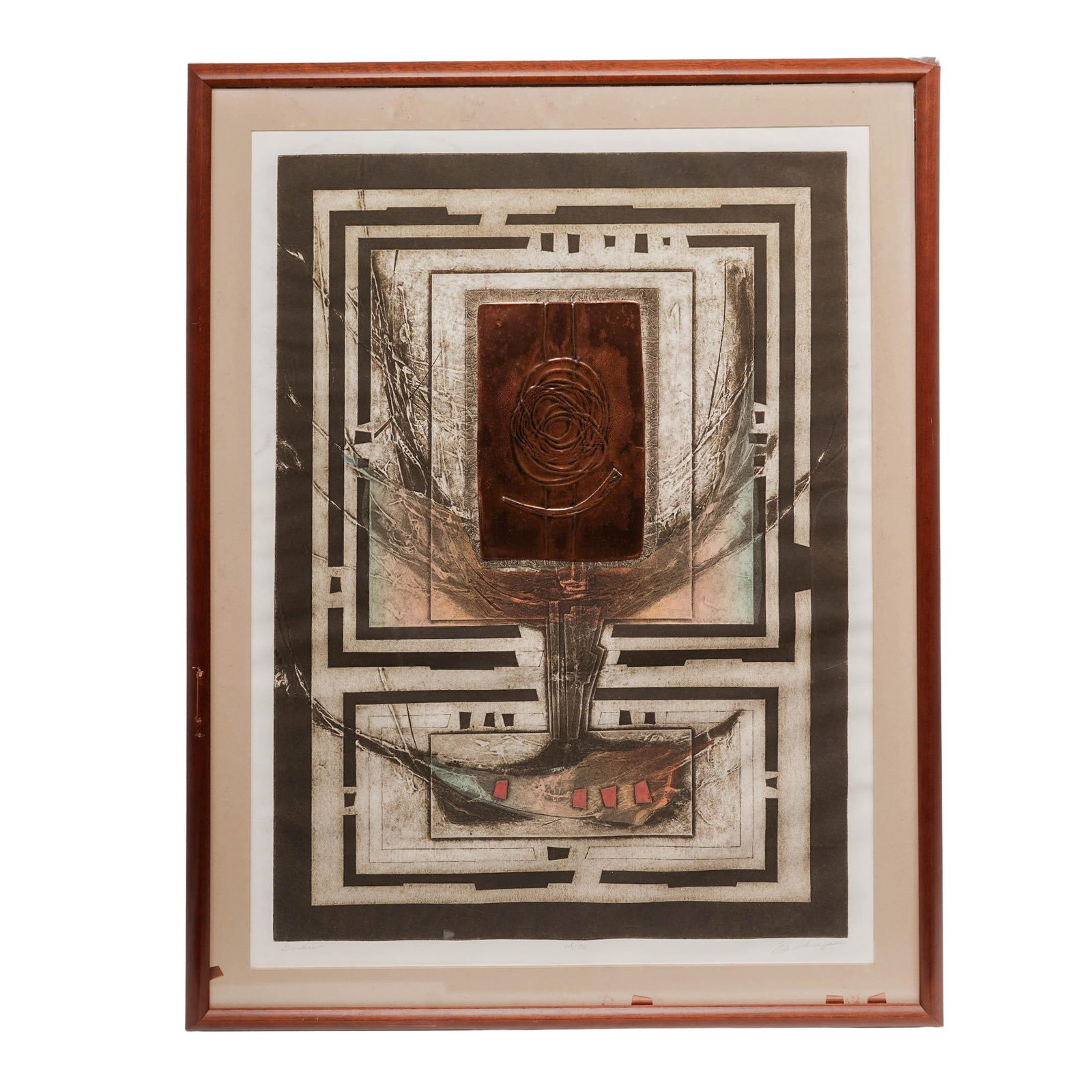 J.B. Thompson (American, 1932–1984) "Genesis" Mixed-Media Etching w/ Copper & Aquatint: J.B. Thompson (American, 1932–1984) "Genesis" Mixed-Media Etching w/ Copper & Aquatint c. 1970, USA Artist/Designer/Manufacturer: J.B. Thompson (American, 1932–1984) Marking(s); notes: Pencil sign