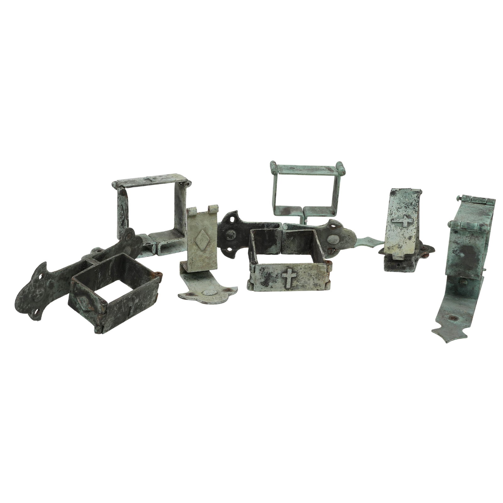 (7 pc) Antique Bronze Religious Downspout Brackets (1 of 6)