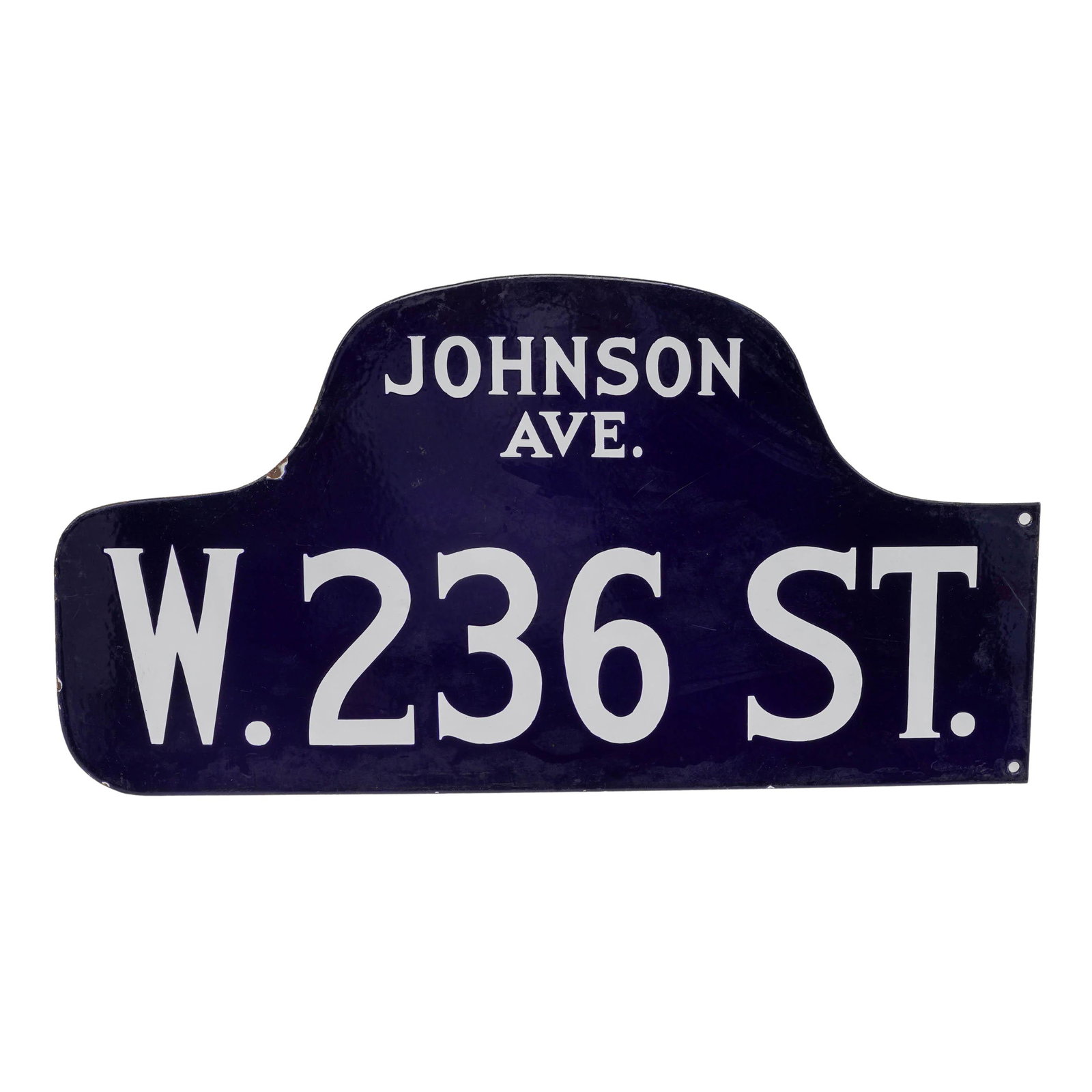 Antique New York City Porcelain-Enamel "Humpback" Street Sign (1 of 1)