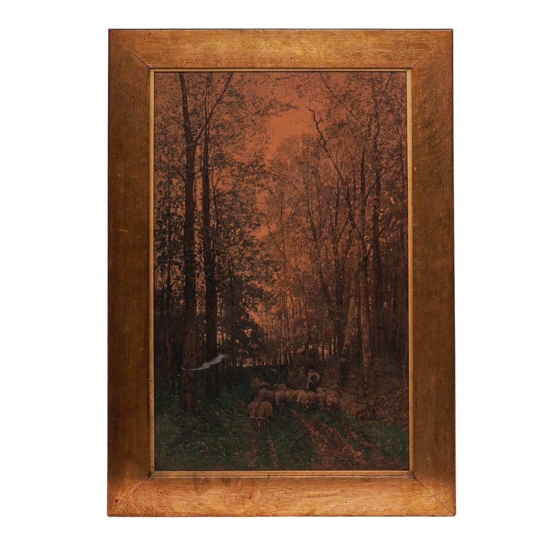 Attributed to Emil Jacob Schindler (Austrian, 1842-1892) "Autumn Evening" Embellished Print (1 of 4)