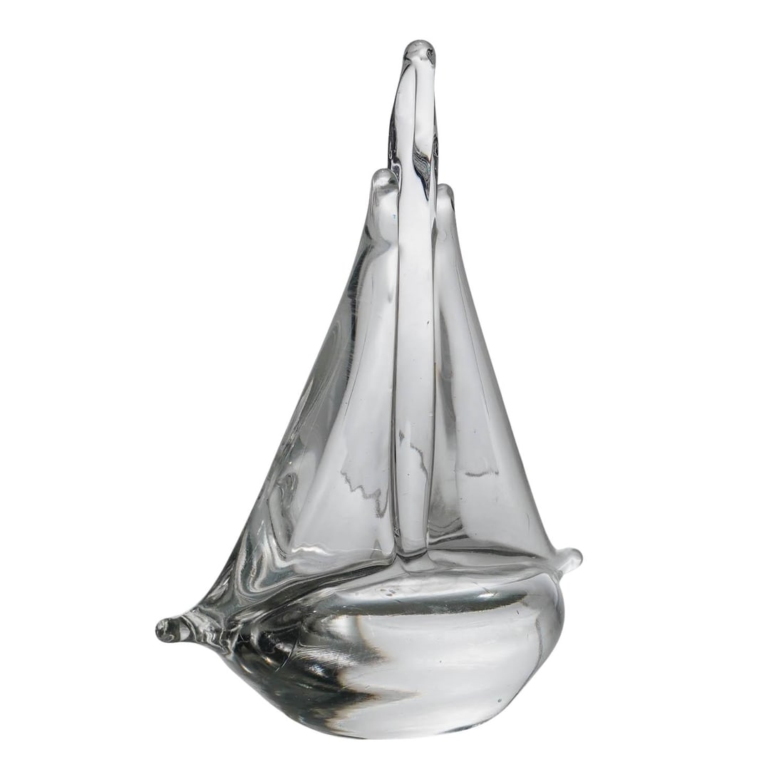 Clear Art Glass Sailboat: Clear Art Glass Sailboat 20th - 21st Cent, Likely USA Clear art glass sculpture of a sailboat. H 6 1/4" x L 7 1/4" x W 3"