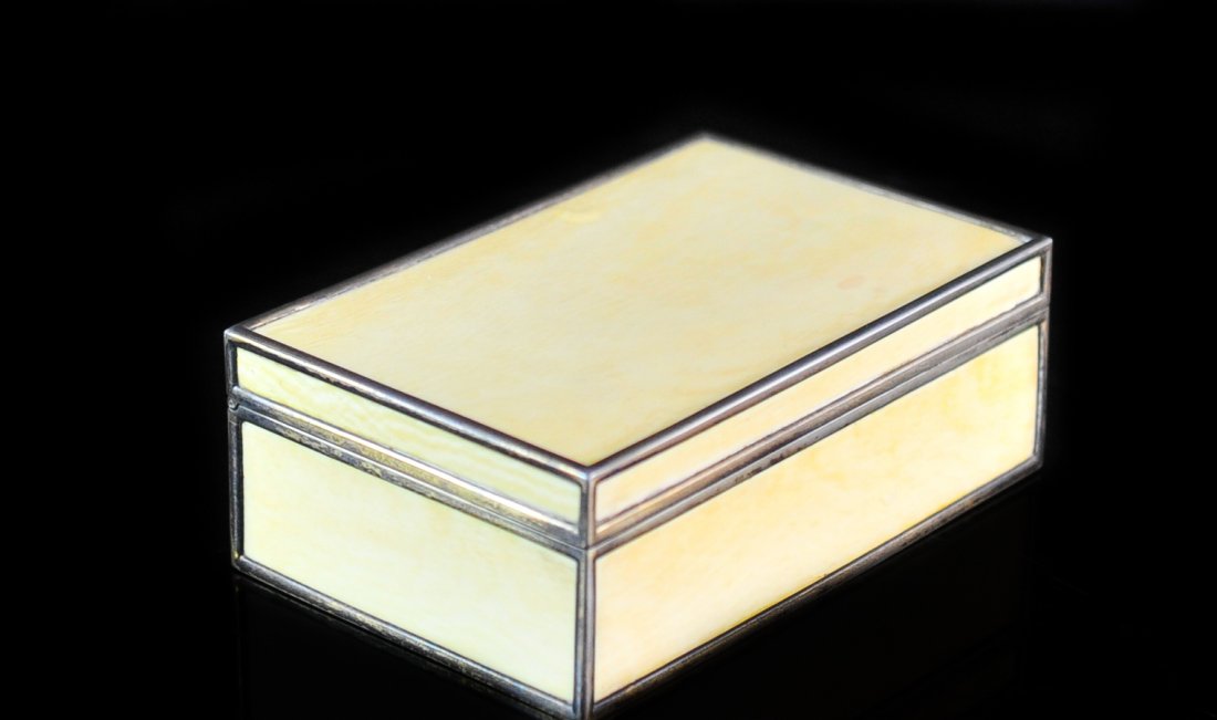 Art Nouveau Ivory Gilded Sterling Silver Box: DESCRIPTION: Art nouveau ivory gilded sterling silver jewelry box, wood ground base. English traditionally hallmarked and (Charles & Richard Coyms) on the interrior. Gorgeous box CIRCA: 1910s ORIGIN: 