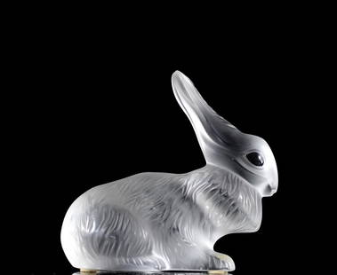 Lalique Crystal "Cesar Rabbit": DESCRIPTION: Lalique crystal "Cesar Rabbit" sculpture, signed "Lalique France" on bottomCIRCA: 20th CenturyORIGIN: FranceDIMENSIONS: H: 5" L: 5 1/2"