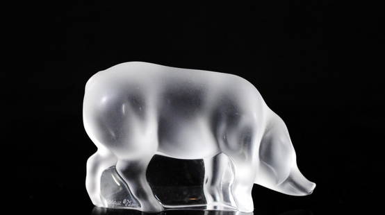 Lalique "Cochon" Pig Figurine: DESCRIPTION: Lalique "Cochon" pig figurine, signed "Lalique France" CIRCA: 20th CenturyORIGIN: FranceDIMENSIONS: H: 2" L: 3 3/4" W: 1 1/4"