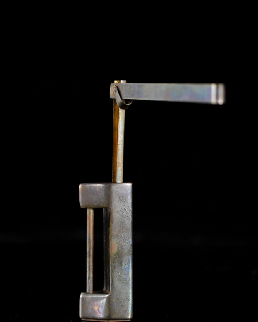 Antique Chinese Lock and Key: DESCRIPTION: Antique lock and key, features a unique cross bar lock design. Lock opens with insertion of elongated key with "M" shape on the end. Works well CIRCA: 19th / Early 20th Ct. ORIGIN: China 