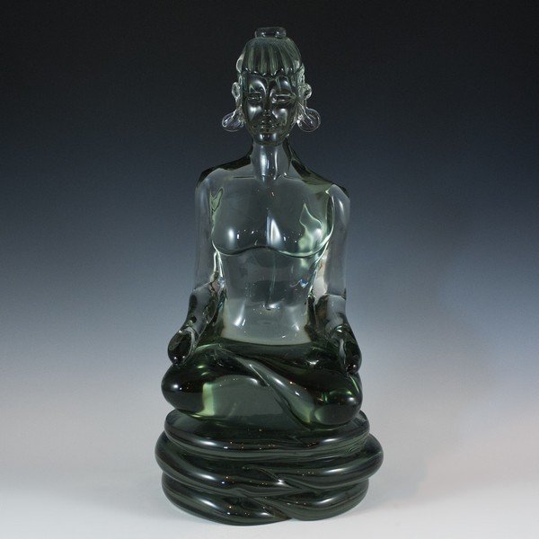 Italian Murano Glass Buddha: Hand Carved Murano, Clear cut, Glass Buddha by Artist "Loreano Rosin" Includes Certificate by "Murano Glass" Gives Description of Artist, such as Born in Venice 1936, worked as Glass' blowing furnaces