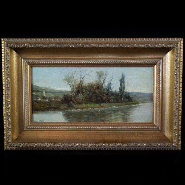 Meandering River (French 20th Century) Oil on Panel (1 of 2)