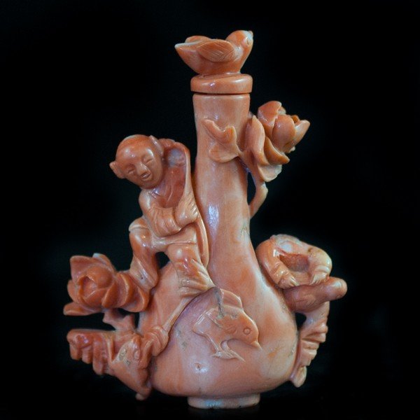 Chinese Coral Figural Snuff Bottle (1 of 2)