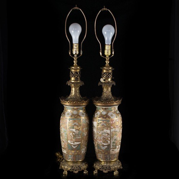 Large Bronze Satsuma Lamps (1 of 6)