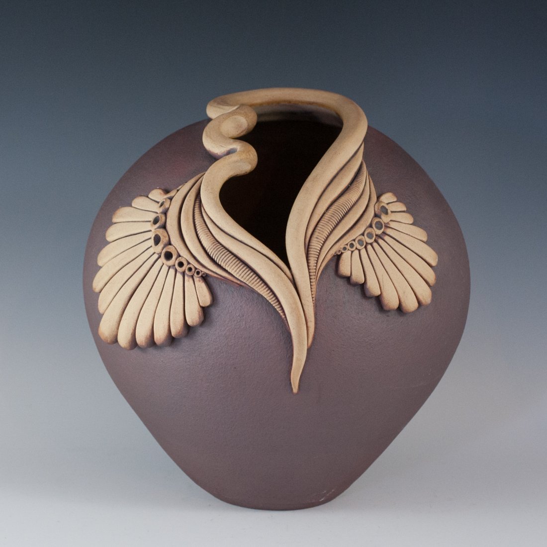 Ceramic Spherical Vase Signed (1 of 3)