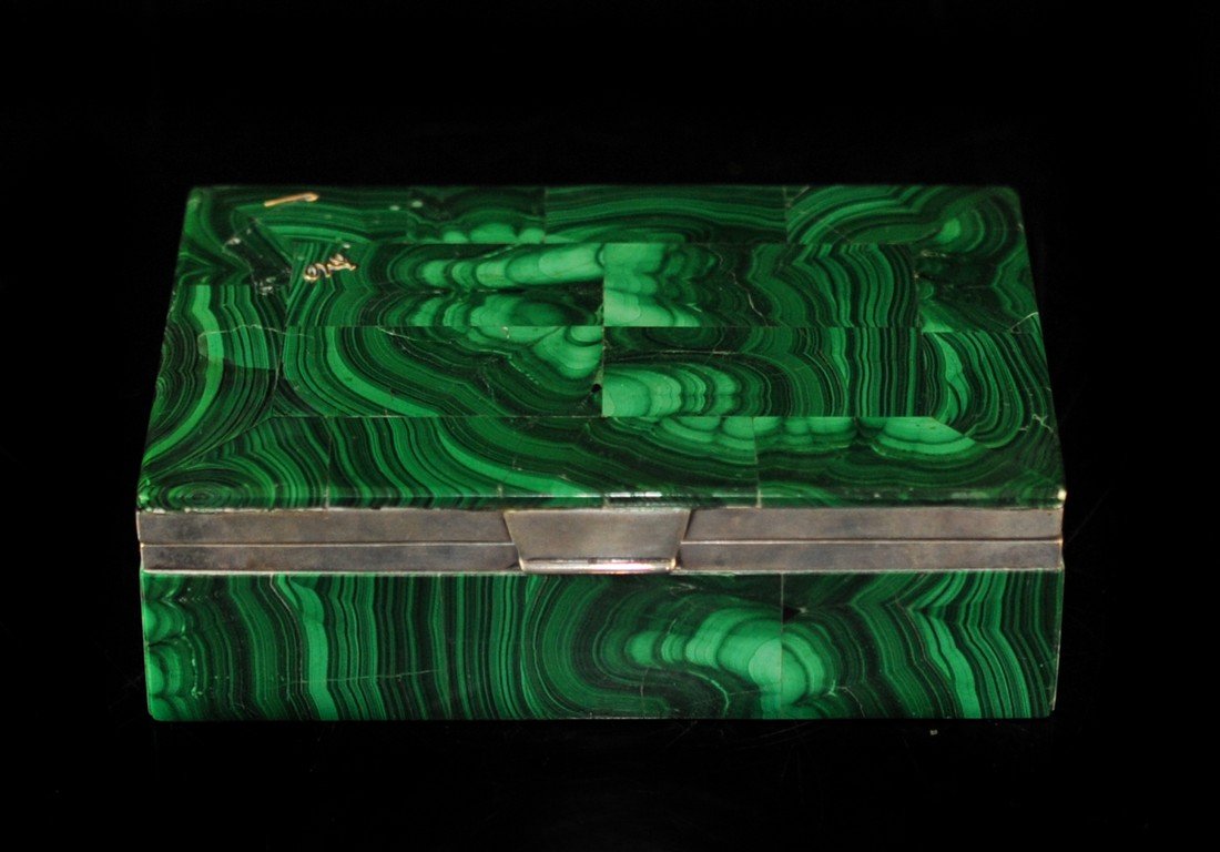 Vintage Sterling Silver Malachite Box (1 of 4)
