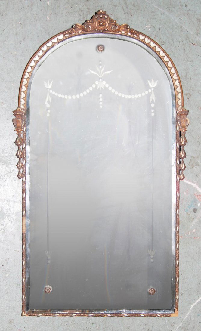 Antique Gilt Wood Beveled Mirror (1 of 2)