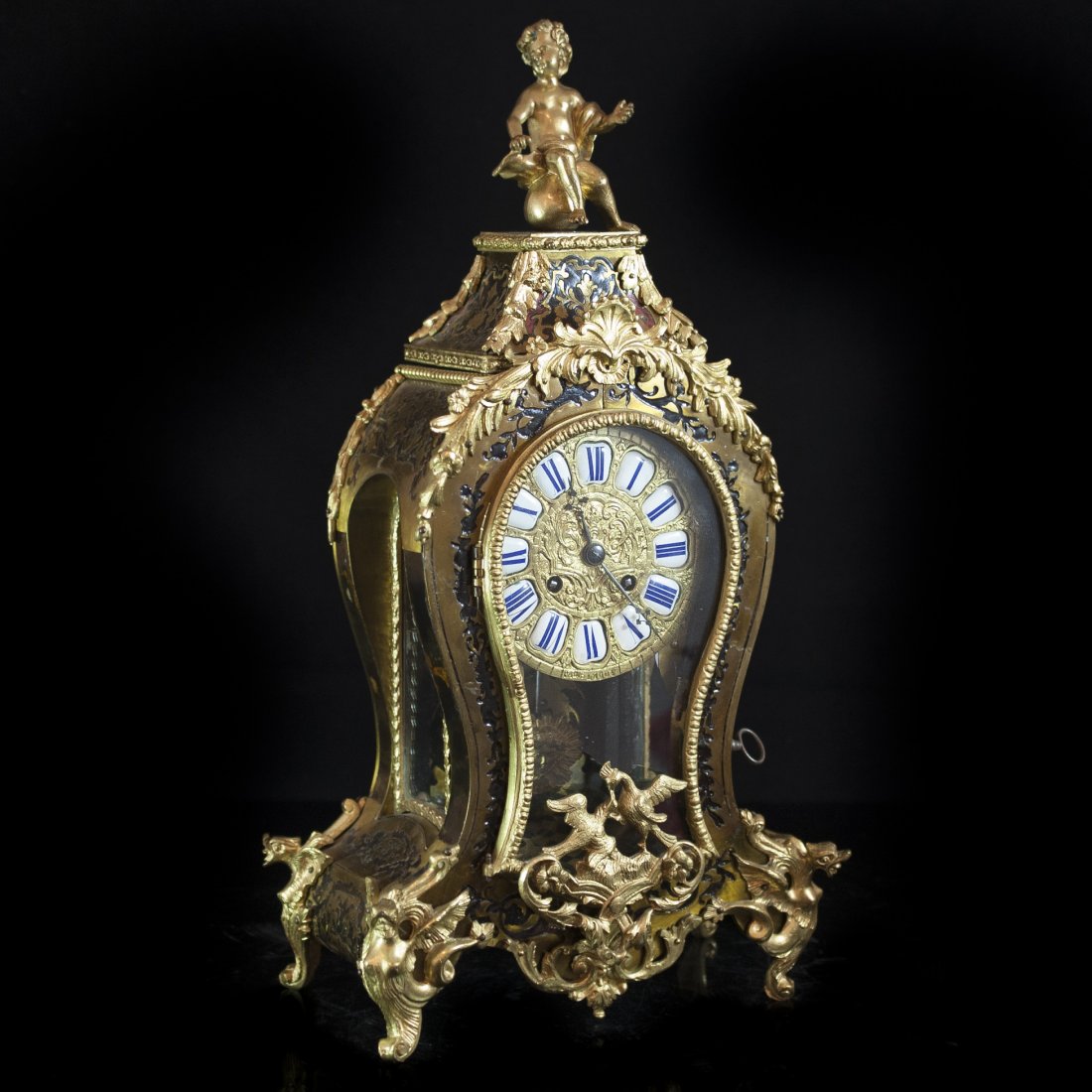 Boulle Wood & Bronze Mantel Clock (1 of 9)