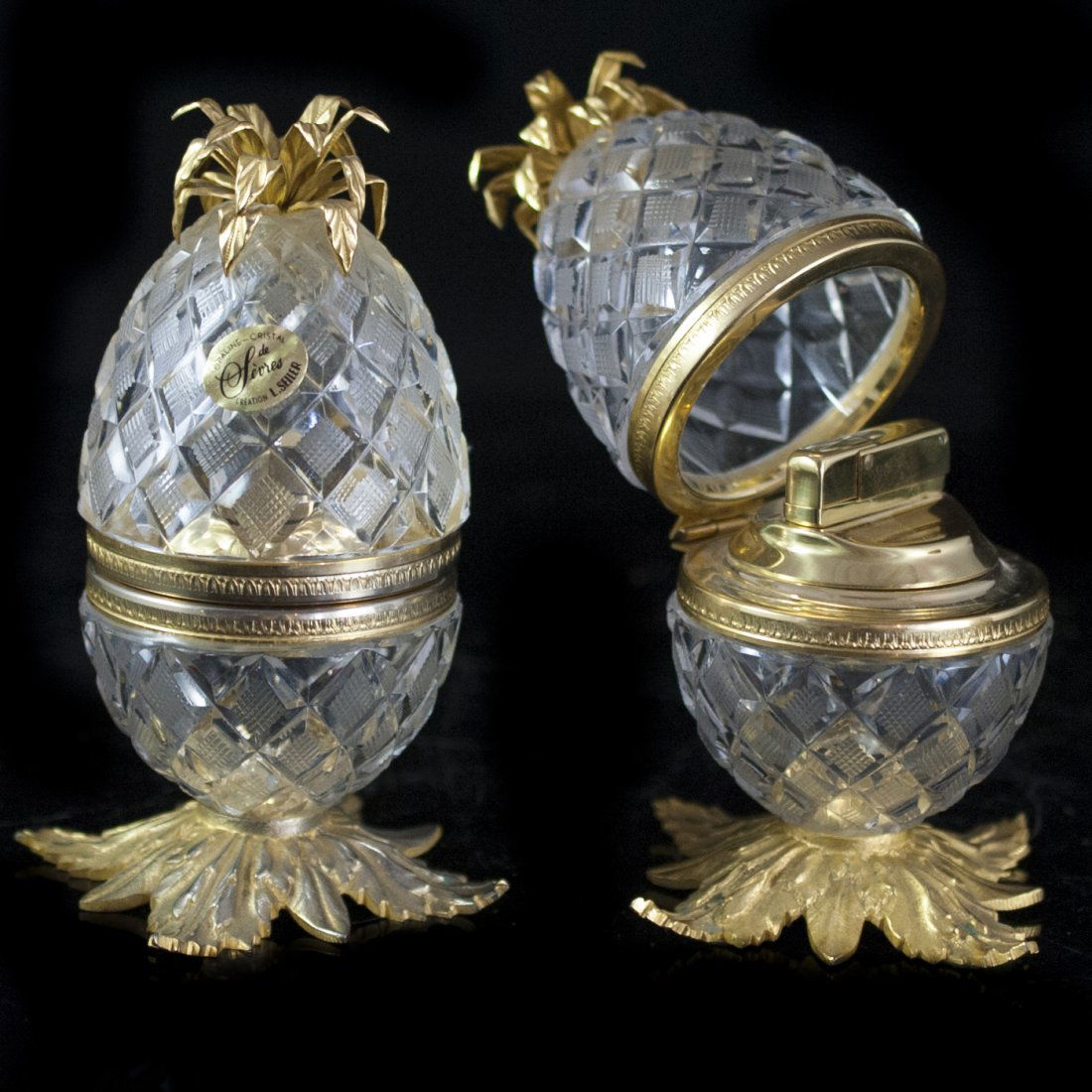 Pair of Sevres Crystal Lighters by L. Seiler (1 of 3)
