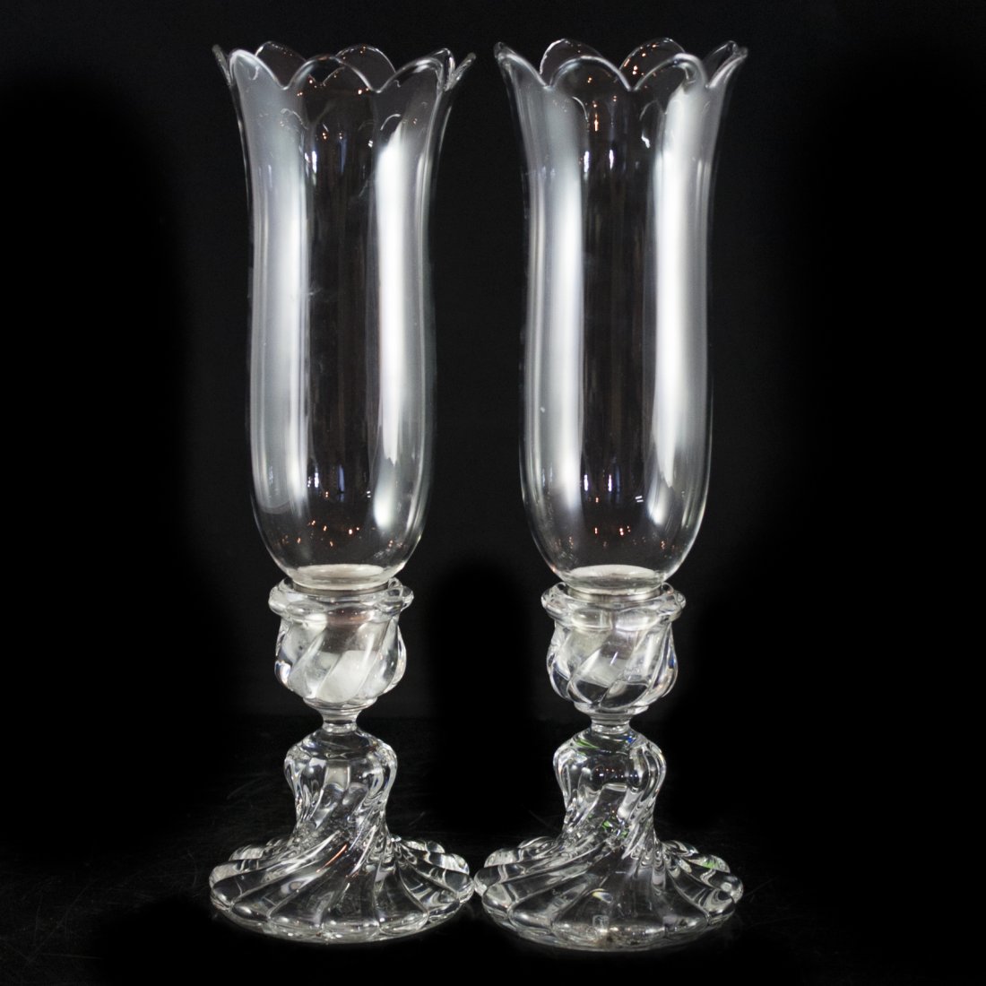 Pair of Baccarat Hurricane Crystal Candle Holders (1 of 5)
