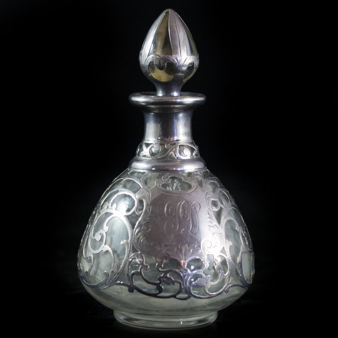Sterling Overlay Glass Perfume Bottle (1 of 4)