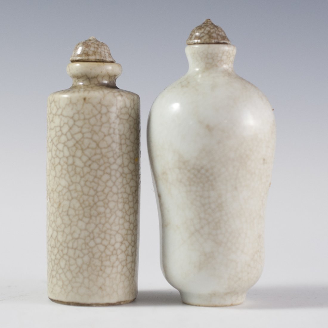 Pair of Crackle Glazed Porcelain Snuff Bottles (1 of 2)
