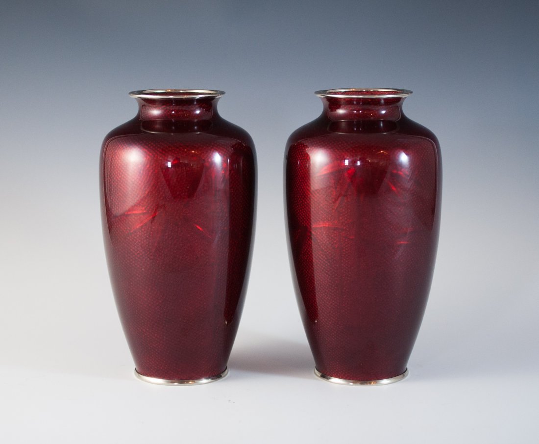 Japanese Silver Enamel Vases (1 of 2)