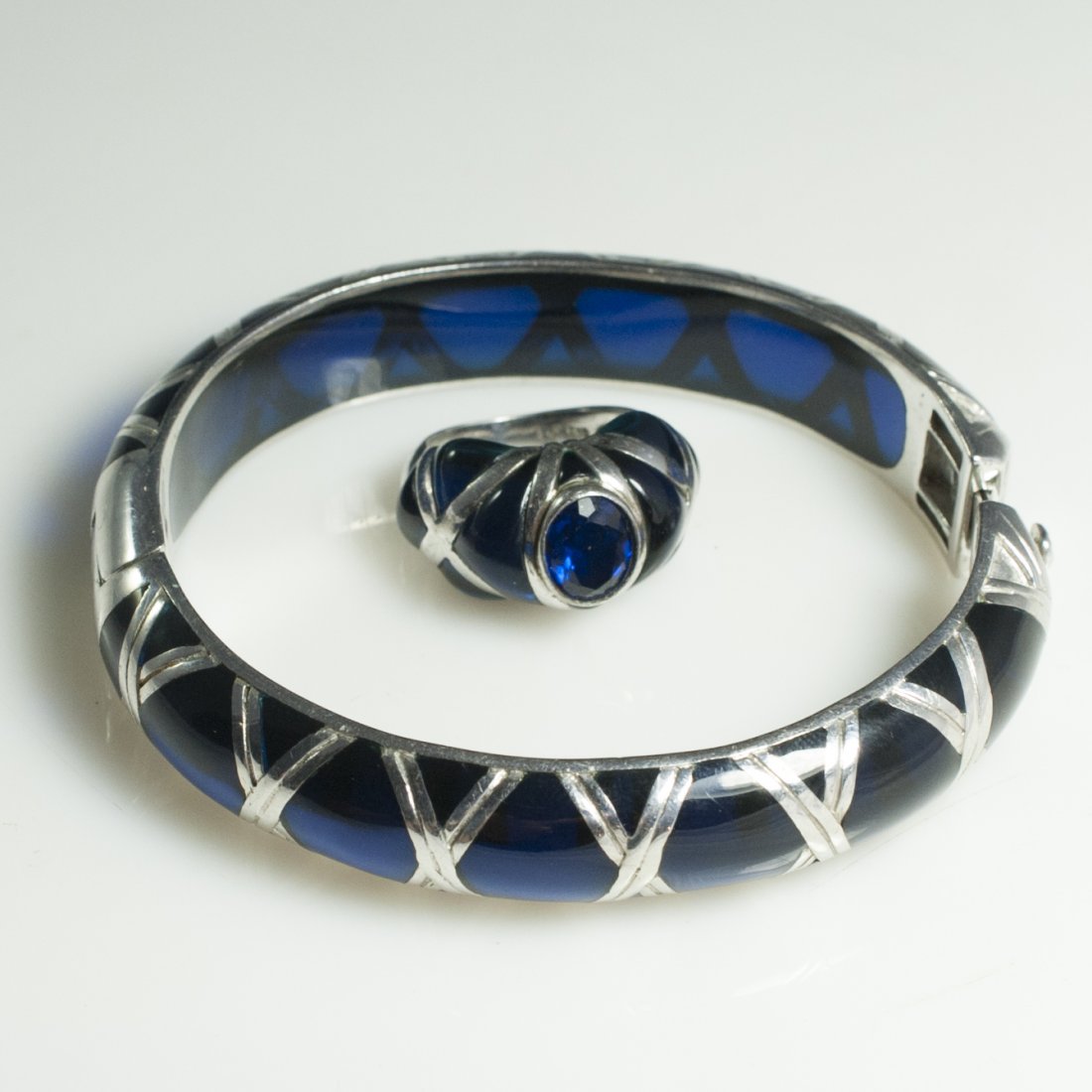 Set of Sterling and Bluestone Bracelet & Ring (1 of 4)