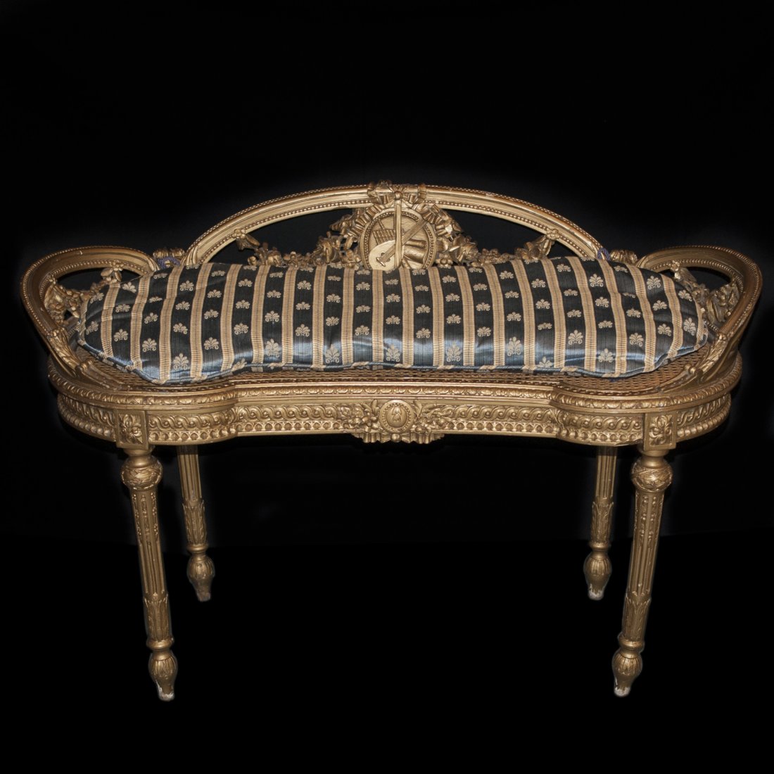Gilt Wooden Victorian Bench (1 of 3)