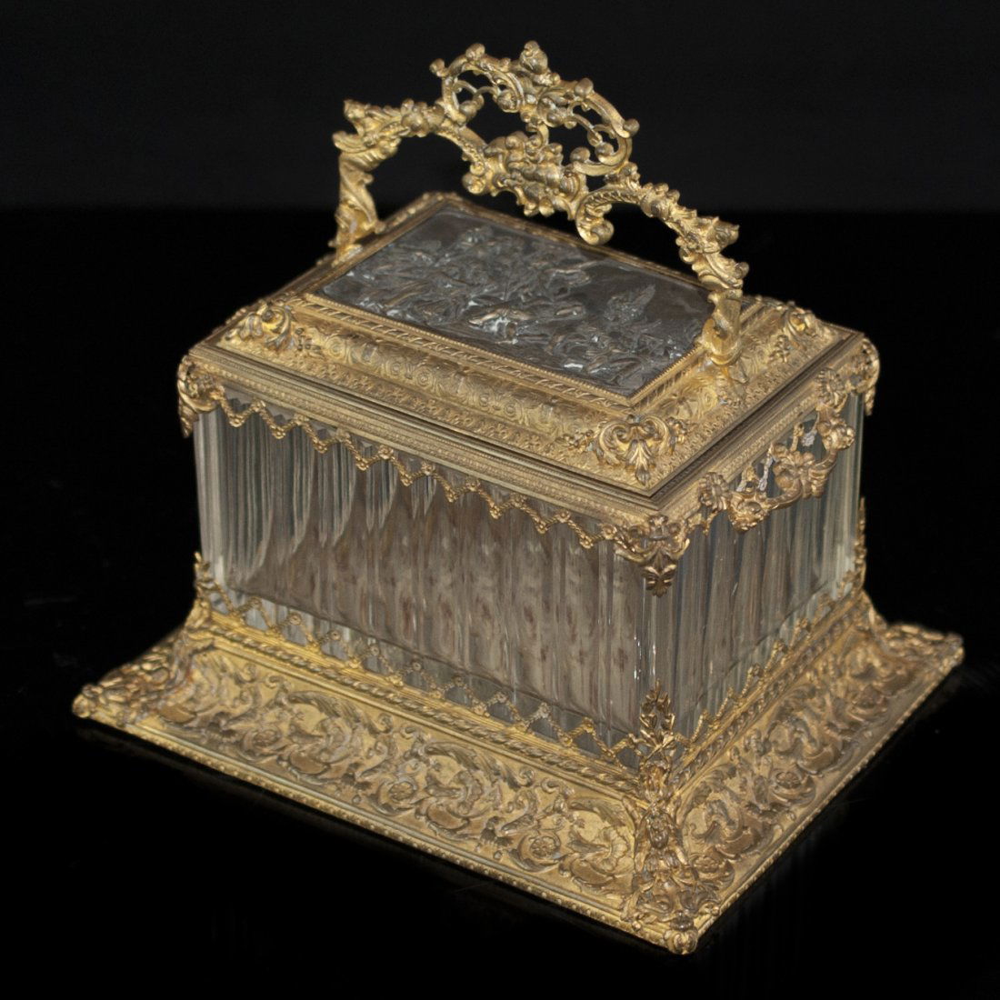 Baccarat Art Nouveau Dore Bronze & Crystal Lidded Box (1 of 4)