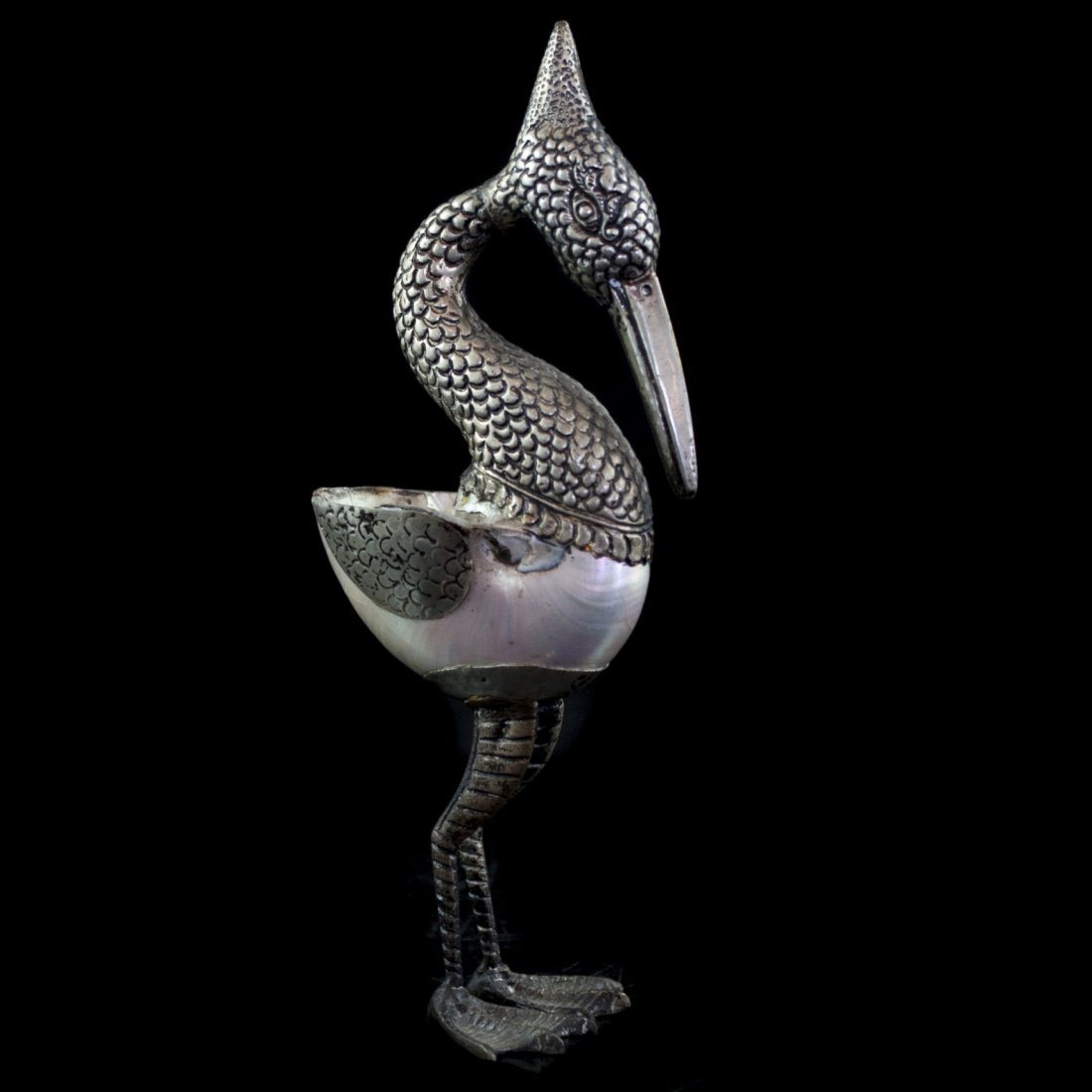 Metallic & Nautilus Mother of Pearl Crane Figurine (1 of 4)