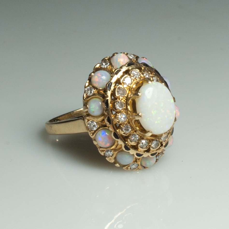 Gold & Diamond & Opal Ring (1 of 3)