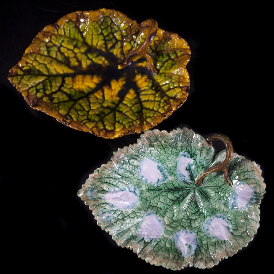 Pair of Maojlica Leaf Dishes (1 of 4)