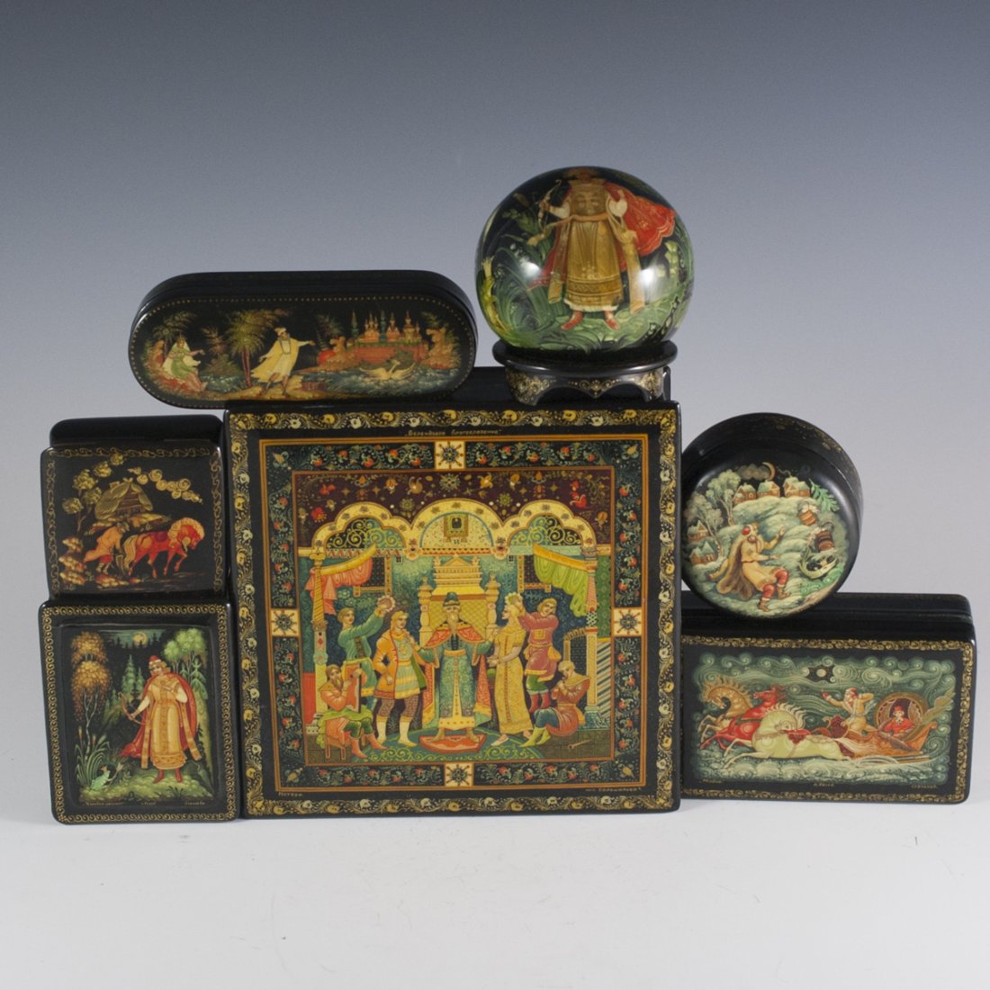Russian Papier Mache Lacquered Boxes (1 of 10)