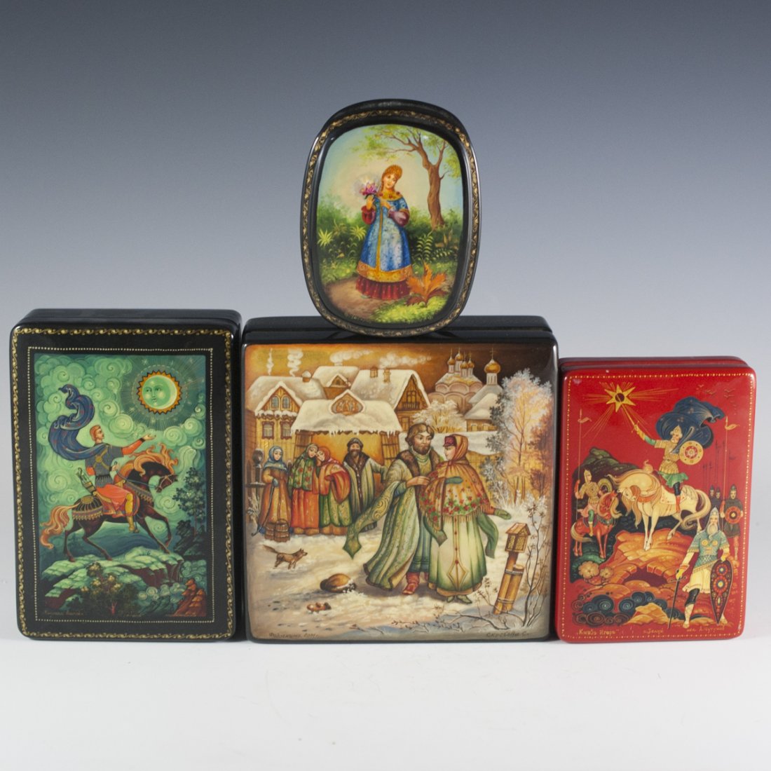 Russian Papier Mache Lacquered Boxes (1 of 9)
