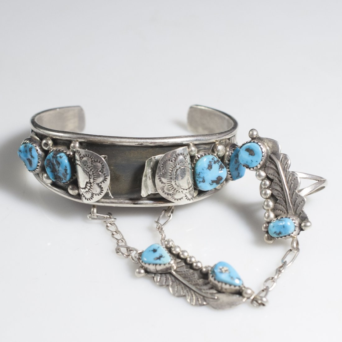 Navajo Style Sterling & Turquoise Hand Harness (1 of 4)