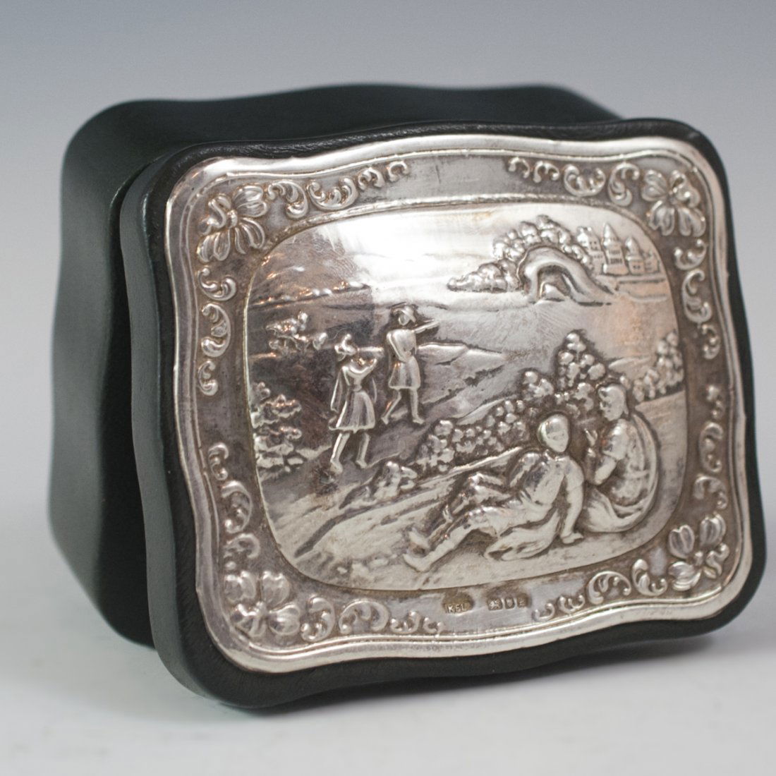 Sterling Silver & Leather Box (1 of 3)